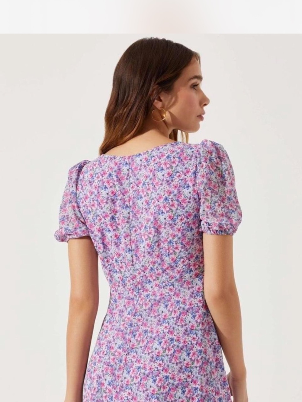 ASTR the Label Lilac Ditsy Floral Puff Sleeve Maxi Dress NWT $158 - Picture 3 of 5